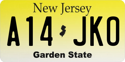 NJ license plate A14JKO