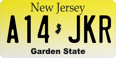 NJ license plate A14JKR
