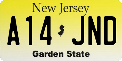 NJ license plate A14JND