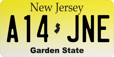 NJ license plate A14JNE