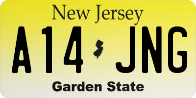 NJ license plate A14JNG