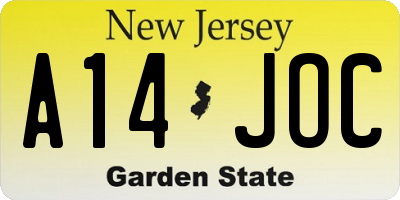 NJ license plate A14JOC