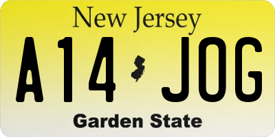 NJ license plate A14JOG