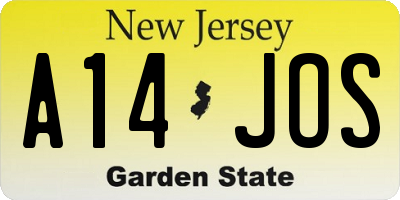 NJ license plate A14JOS