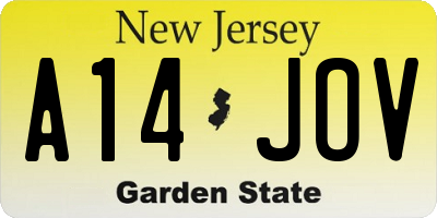 NJ license plate A14JOV