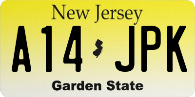 NJ license plate A14JPK