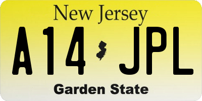 NJ license plate A14JPL