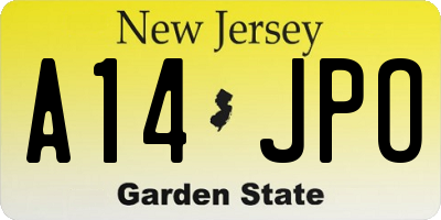 NJ license plate A14JPO