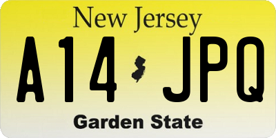 NJ license plate A14JPQ