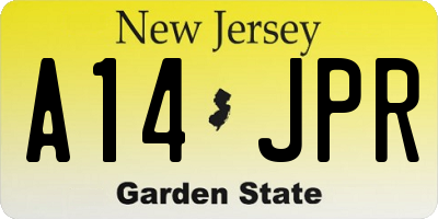 NJ license plate A14JPR