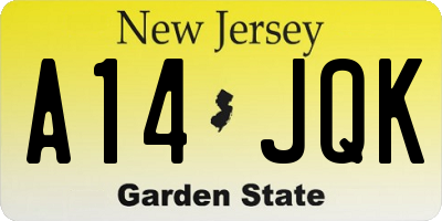 NJ license plate A14JQK