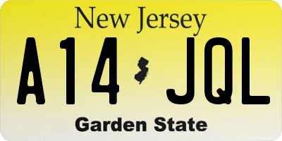 NJ license plate A14JQL