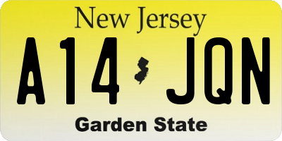 NJ license plate A14JQN
