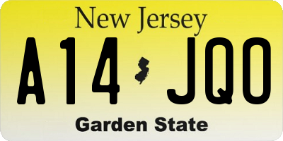 NJ license plate A14JQO