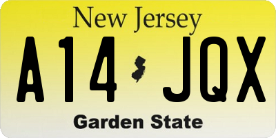 NJ license plate A14JQX