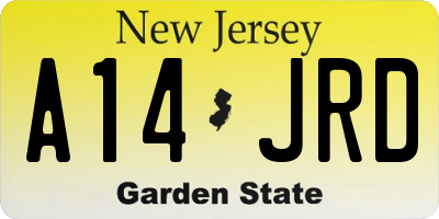 NJ license plate A14JRD