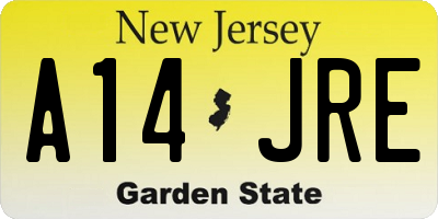 NJ license plate A14JRE