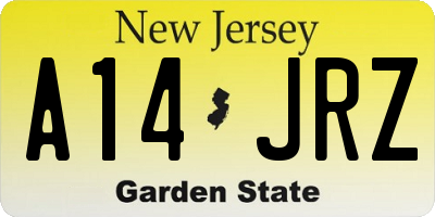 NJ license plate A14JRZ
