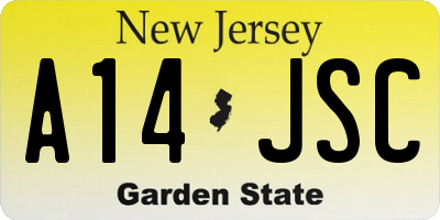 NJ license plate A14JSC