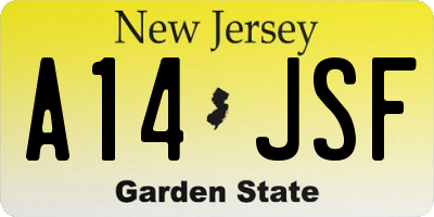 NJ license plate A14JSF