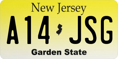 NJ license plate A14JSG
