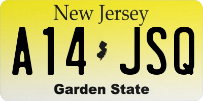 NJ license plate A14JSQ