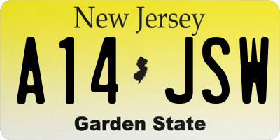 NJ license plate A14JSW