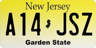 NJ license plate A14JSZ
