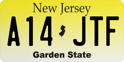 NJ license plate A14JTF