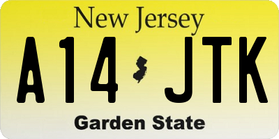 NJ license plate A14JTK