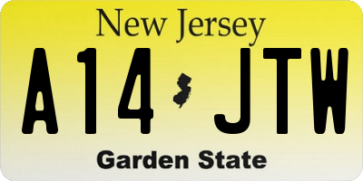 NJ license plate A14JTW