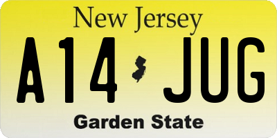 NJ license plate A14JUG