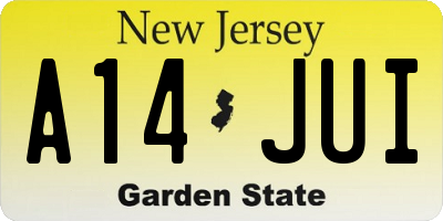 NJ license plate A14JUI