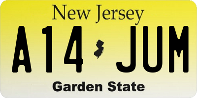 NJ license plate A14JUM