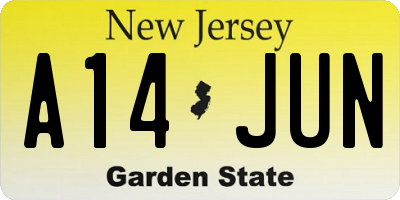 NJ license plate A14JUN