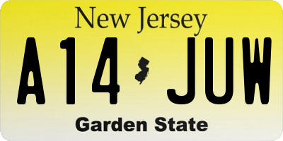 NJ license plate A14JUW