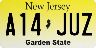 NJ license plate A14JUZ