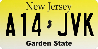 NJ license plate A14JVK