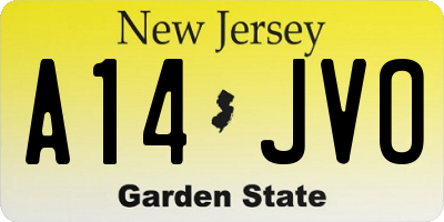 NJ license plate A14JVO
