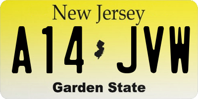 NJ license plate A14JVW