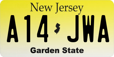 NJ license plate A14JWA