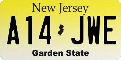 NJ license plate A14JWE