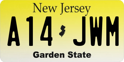 NJ license plate A14JWM