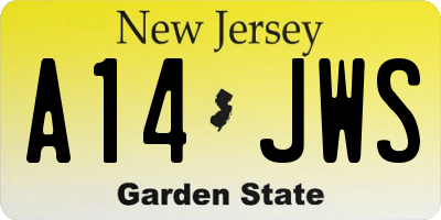 NJ license plate A14JWS