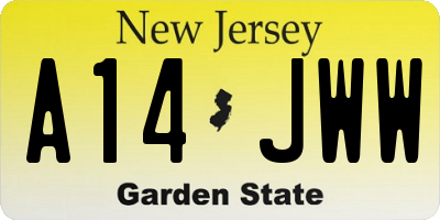 NJ license plate A14JWW