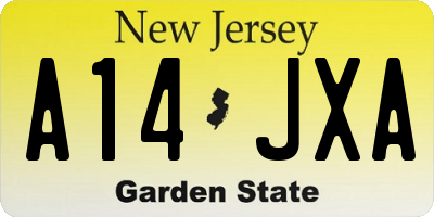 NJ license plate A14JXA