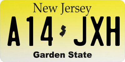 NJ license plate A14JXH