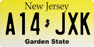 NJ license plate A14JXK