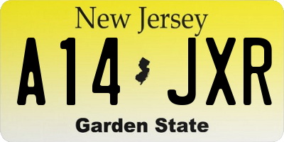 NJ license plate A14JXR