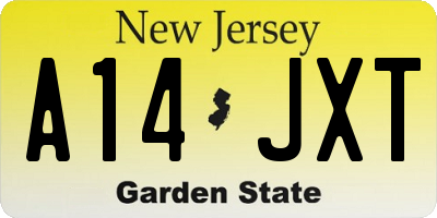 NJ license plate A14JXT
